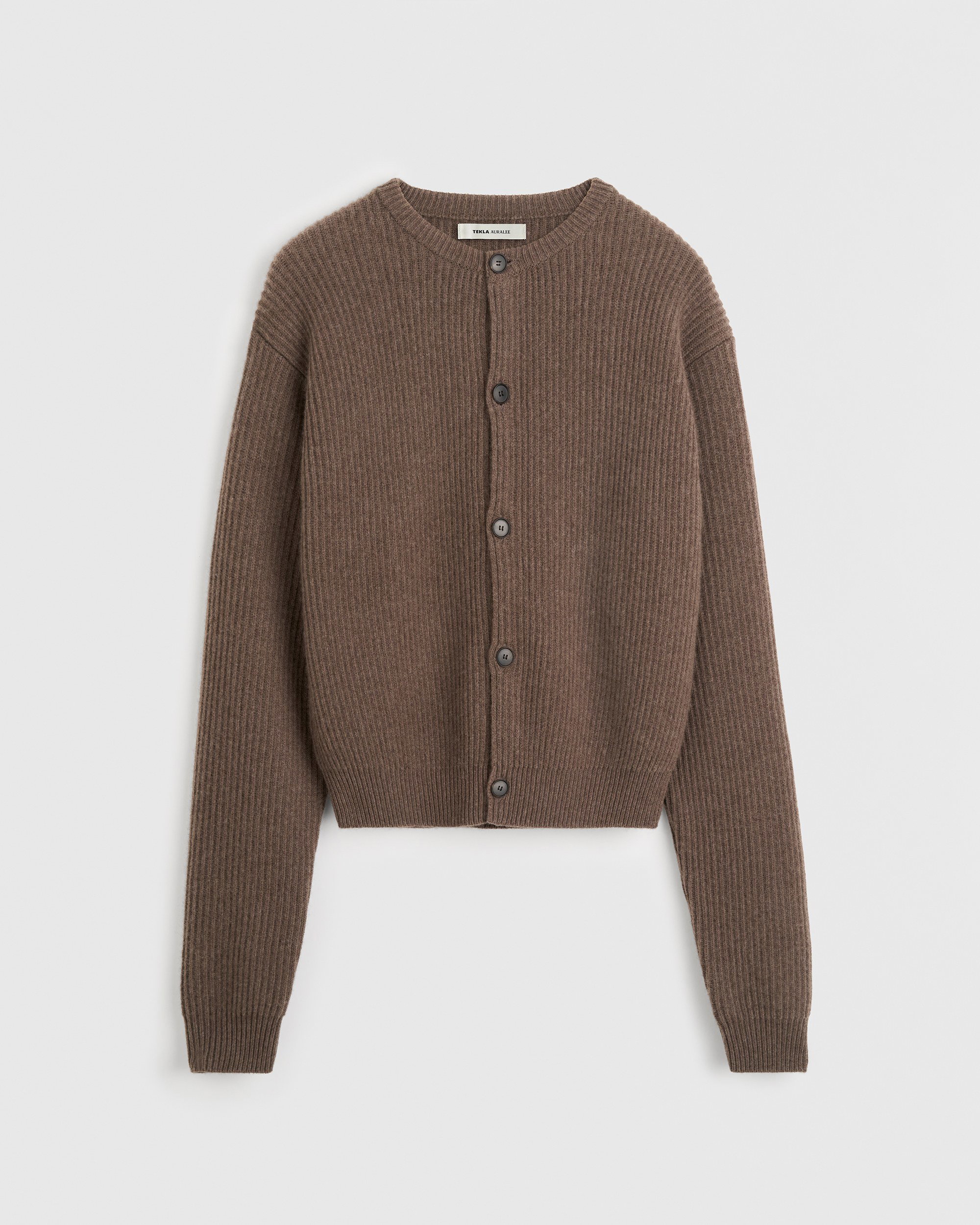 Tekla Fabrics Crew Neck Cardigan - Soil Brown 0