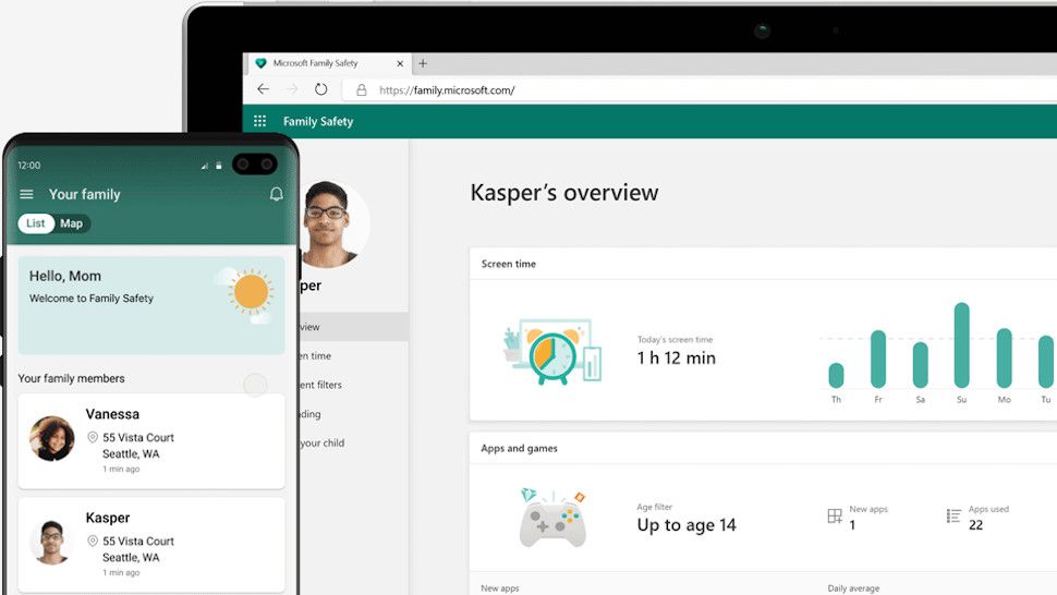 Microsoft Family Safety being used on mobile devices