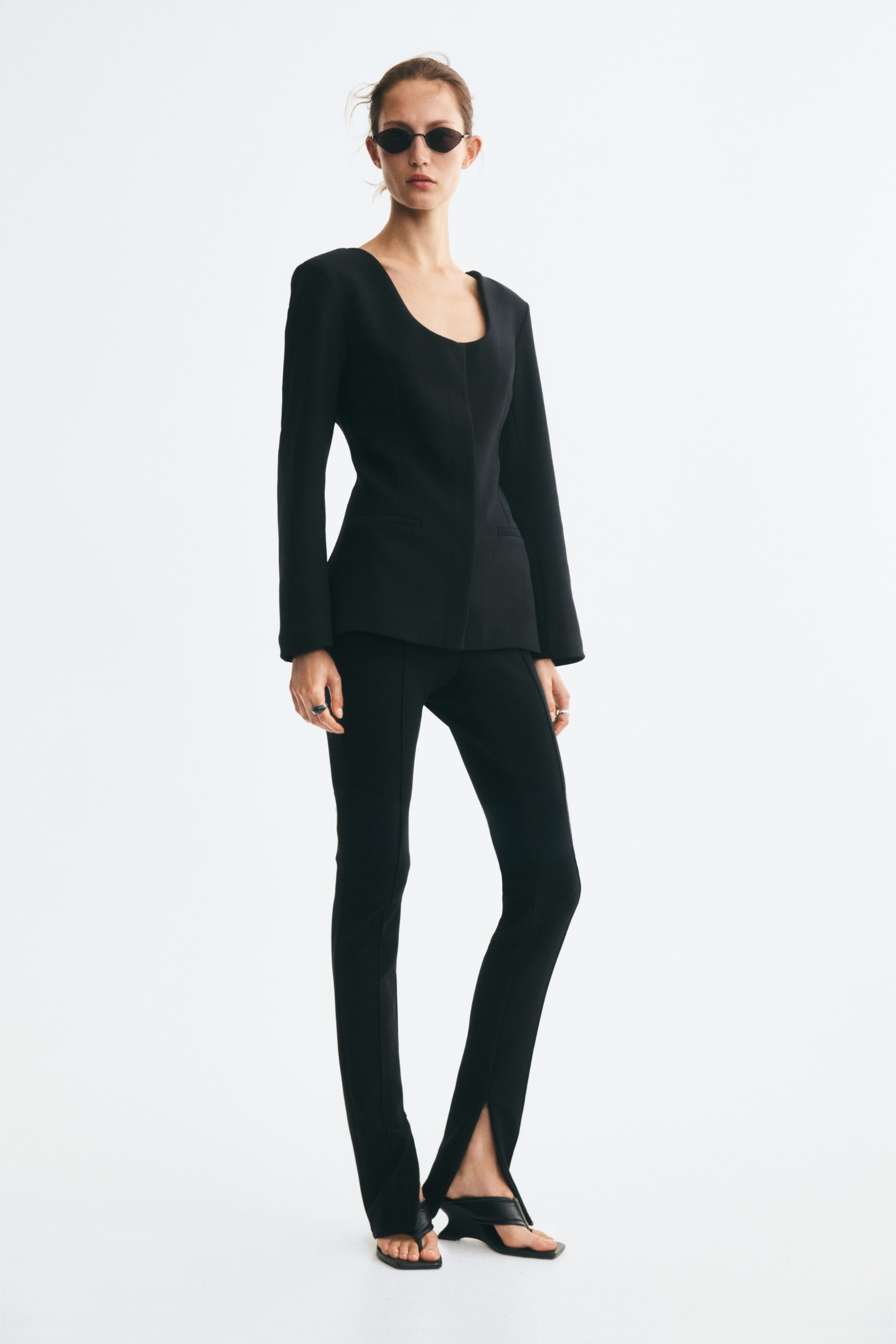 Scoop-Neck Jersey Blazer