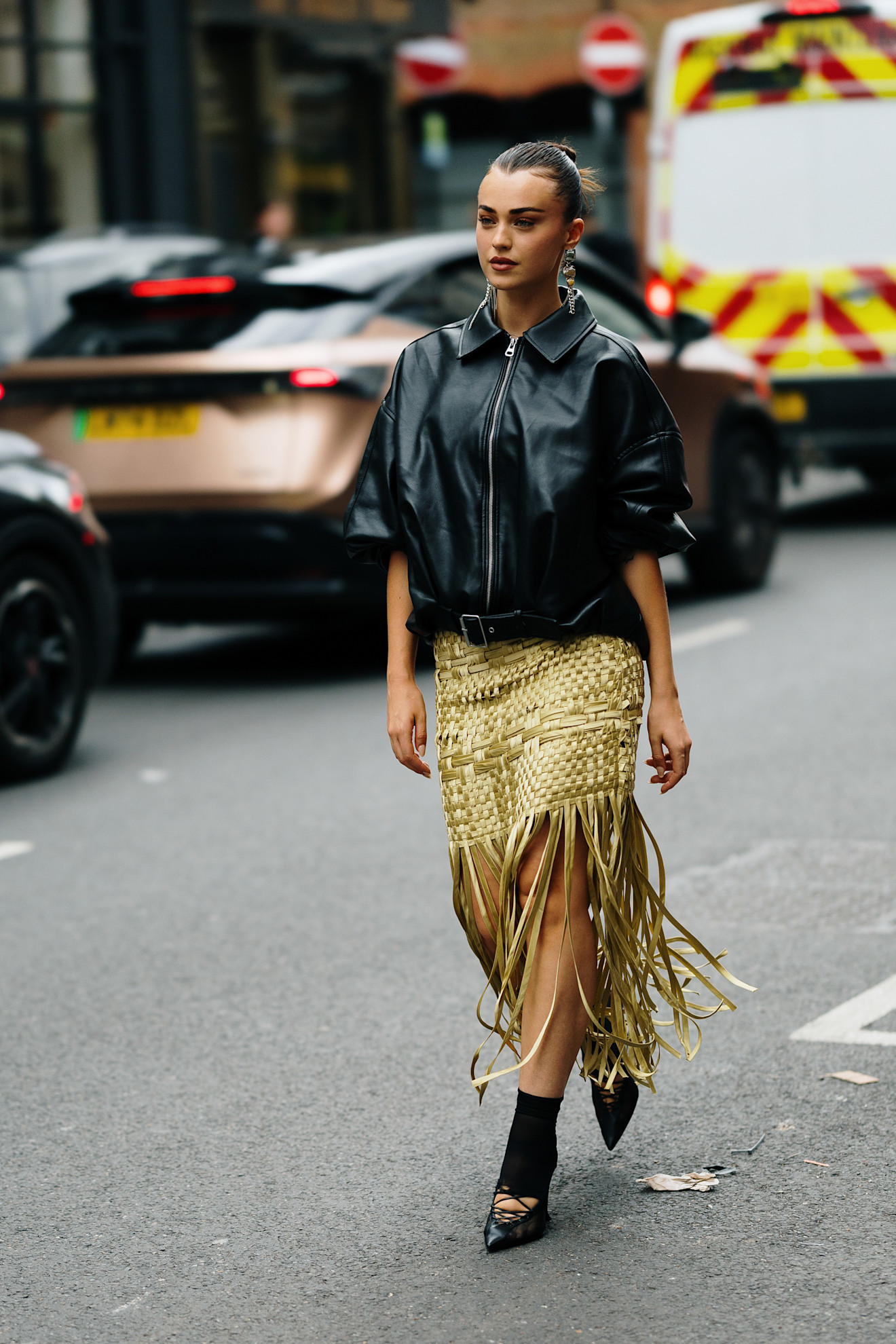 London Fashion Week street style socks and heels