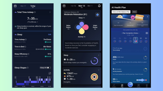 The RingConn app showing sleep and fitness stats