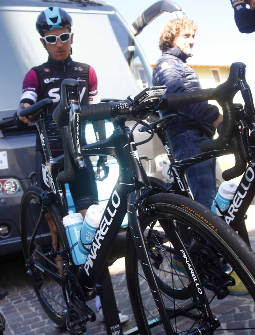 Geraint Thomas (Sky) reports for duty.