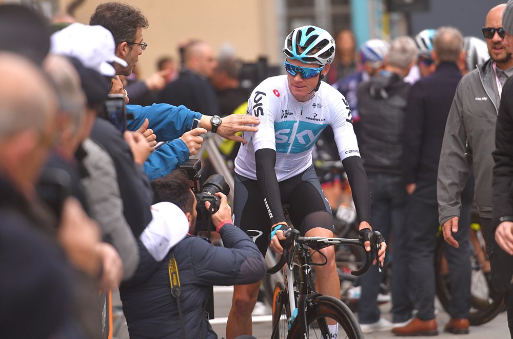 Chris Froome at the start of stage 2 at Tirreno-Adriatico