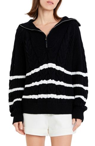 English Factory, Stripe Half-Zip Sweater