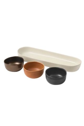Made.com serving plates in terracotta and grey 