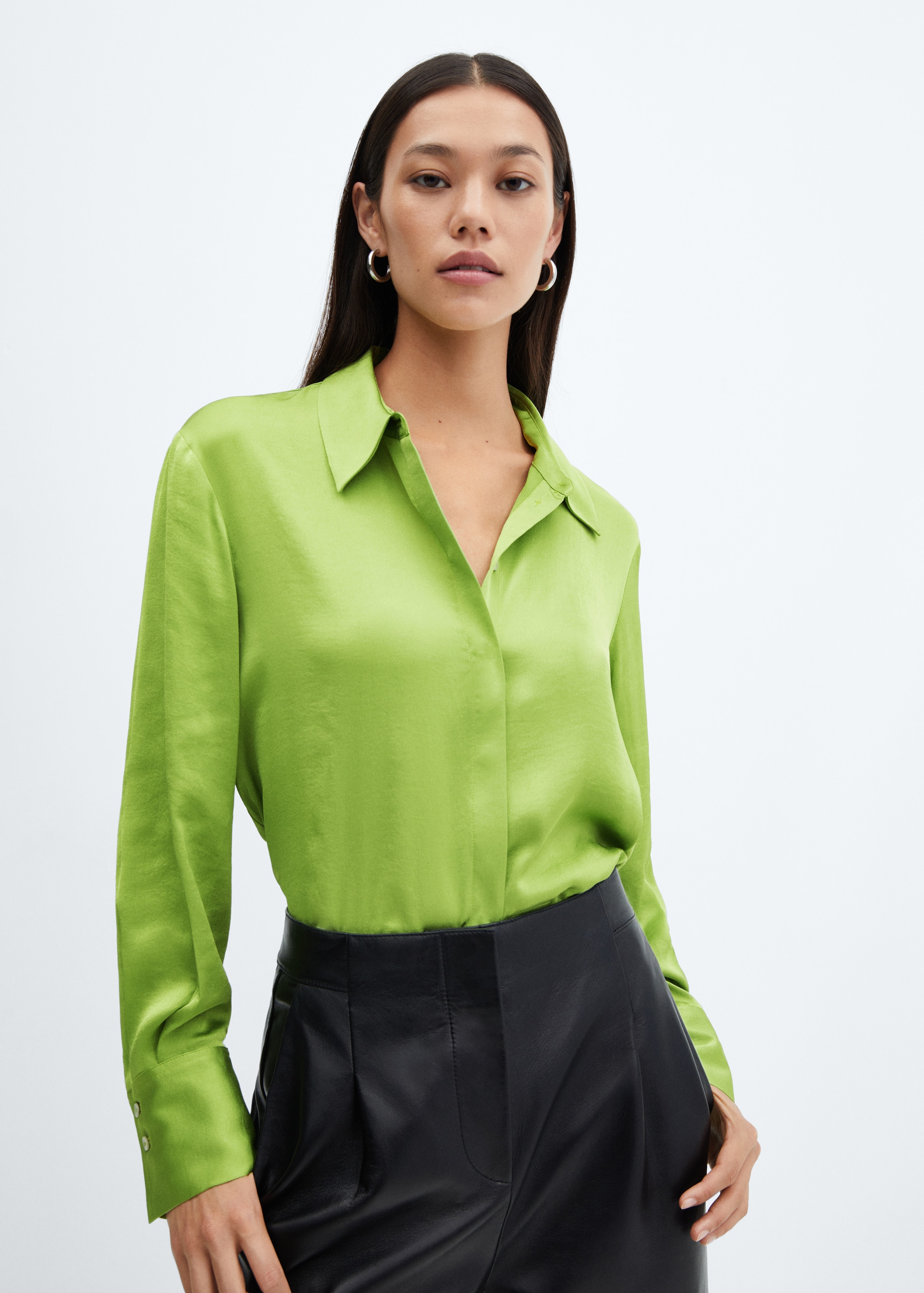 Satin Finish Flowy Shirt - Women | Mango Niger