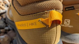 Detail of the heel loop on the Salomon Predict Hike boots