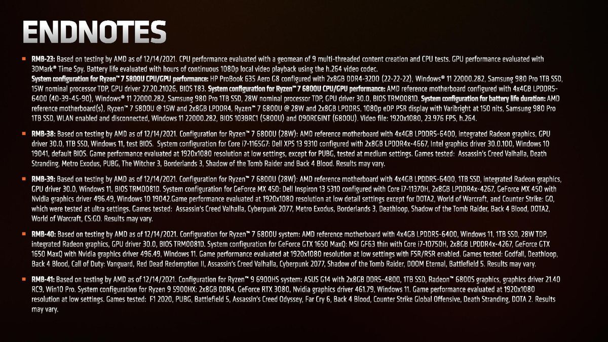 AMD Ryzen 6000 Test Notes Endnotes