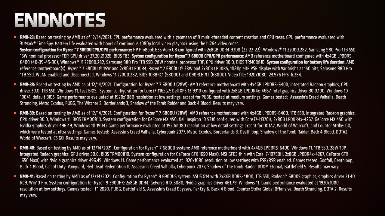 AMD Ryzen 6000 Test Notes Endnotes