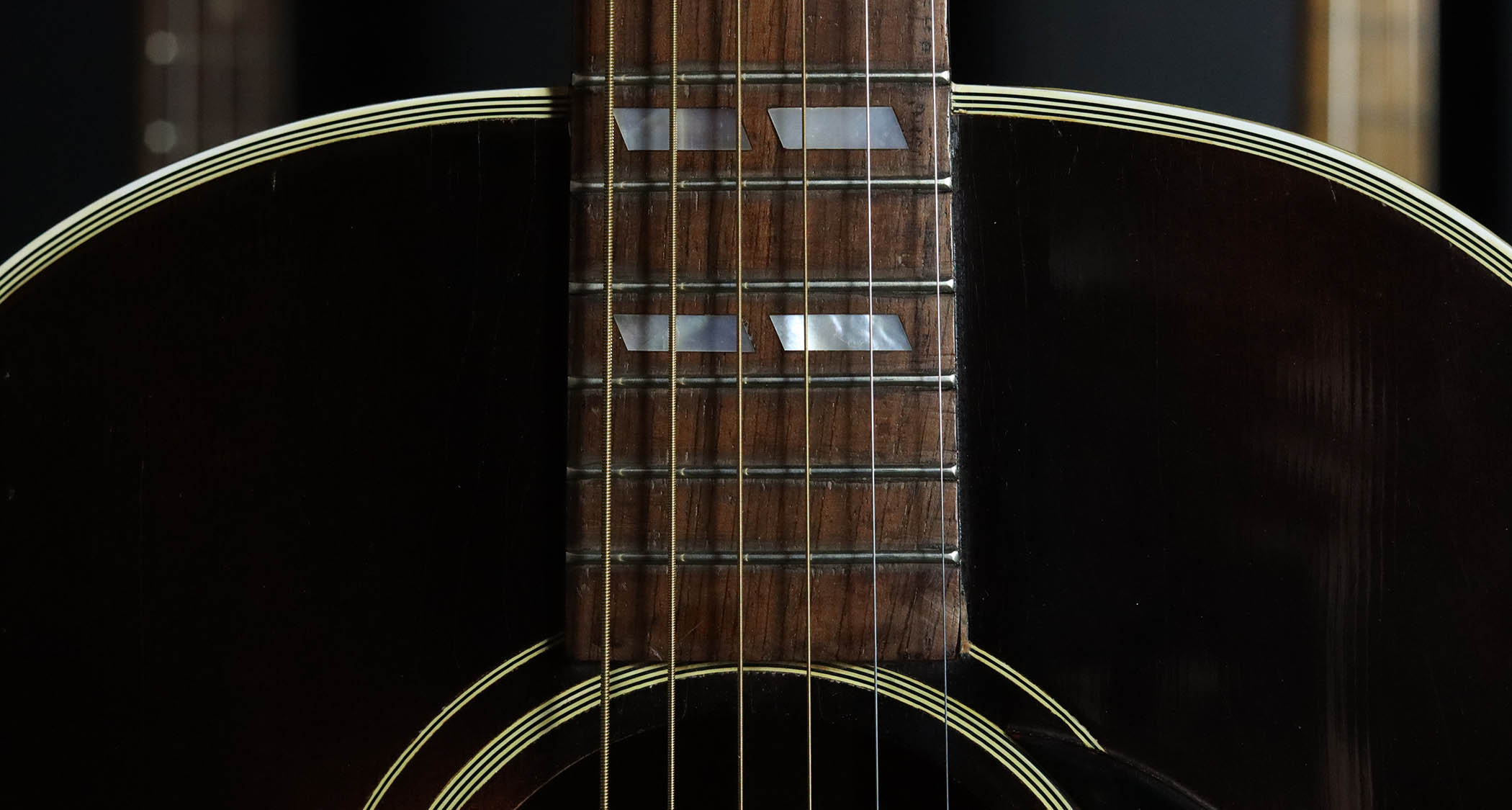 A 1942 &quot;banner era&quot; Gibson Southern Jumbo shot on location at Well Strung Guitars, the NYC vintage guitar emporium