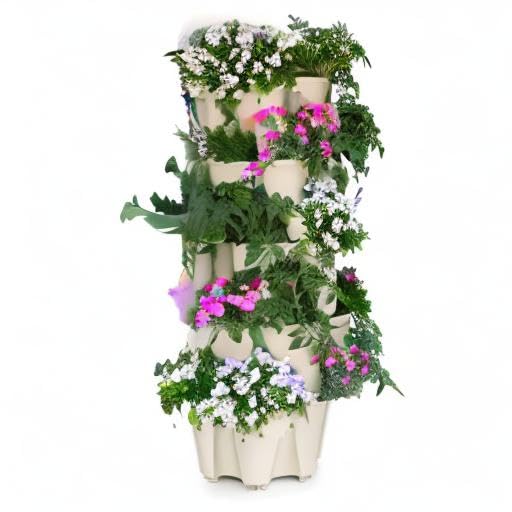 Greenstalk Patented Large 5 Tier Vertical Garden Planter With Patented Internal Watering System Great for Growing a Variety of Strawberries, Vegetables, Herbs, &amp;amp; Flowers (stunning Stone)