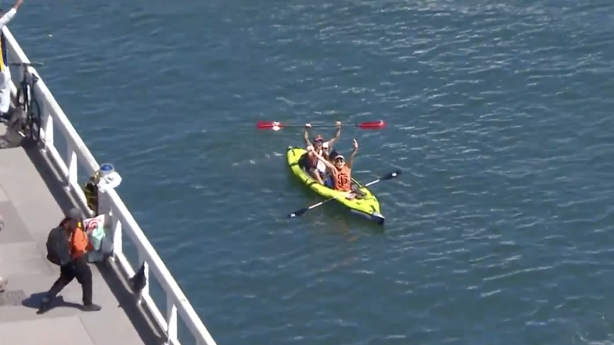 Home run lands in kayak