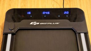 a photo of the screen on the GoPlus walking treadmill