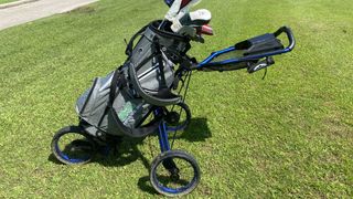Greenside Golf The Money Bag on a push cart