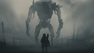 The Creator; a child stands in front of a large robot