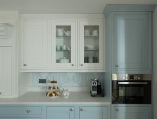 glass wall cabinets in shaker kitchen