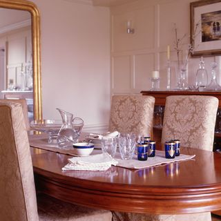 dining room with table and glasses