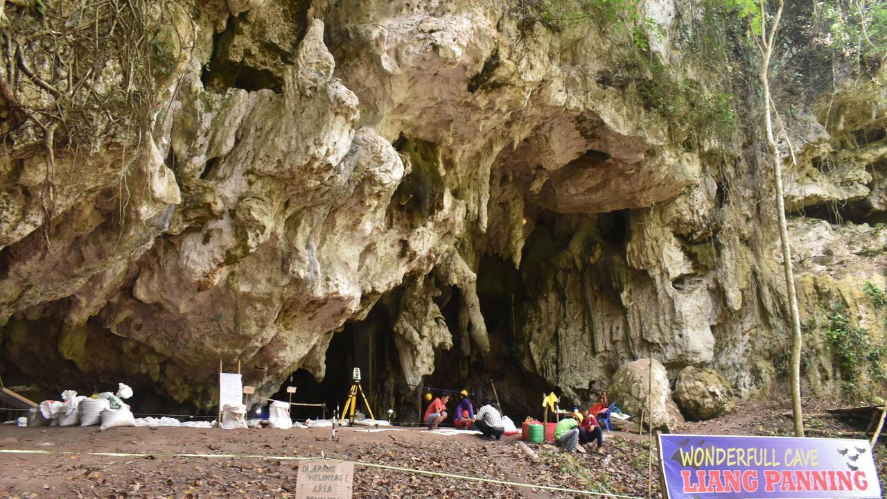 The entrance to Leang Panninge cave in South Sulawesi.