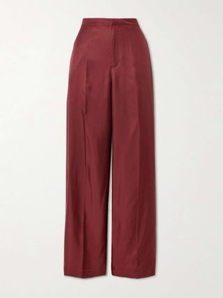 Fafila Silk-Twill Wide-Leg Pants