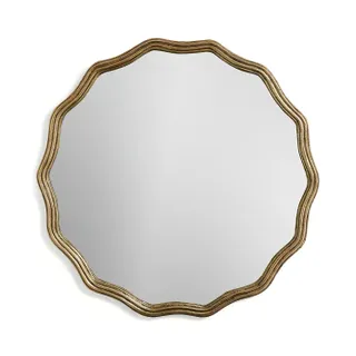 Ribbed Wavy Metal Round Wall Mirror