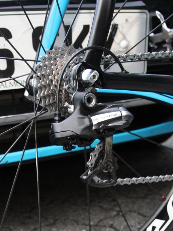 Edvald Boasson Hagen (Sky) is using Shimano's groundbreaking Dura-Ace Di2 group.
