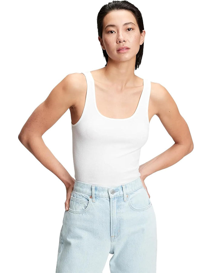 Gap Womens Ribbed Tank Top Cami, Optic White, Small Us