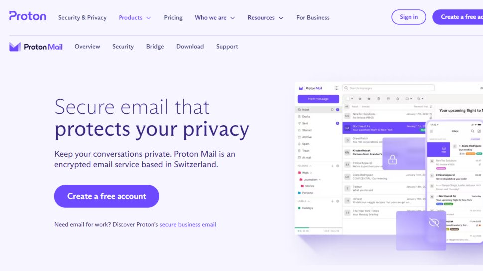 ProtonMail website screenshot