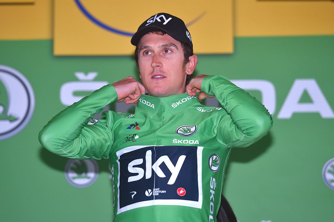 Victory on the first stage of the Tour de France put Geraint Thomas into the green jersey.