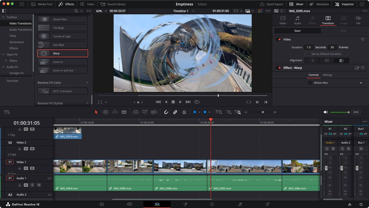 Screenshot of DaVinci Resolve 19 interface for the purposes of a beginner's guide.