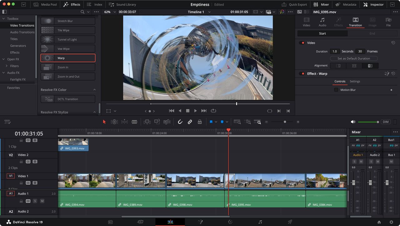 Screenshot of DaVinci Resolve 19 interface for the purposes of a beginner's guide.