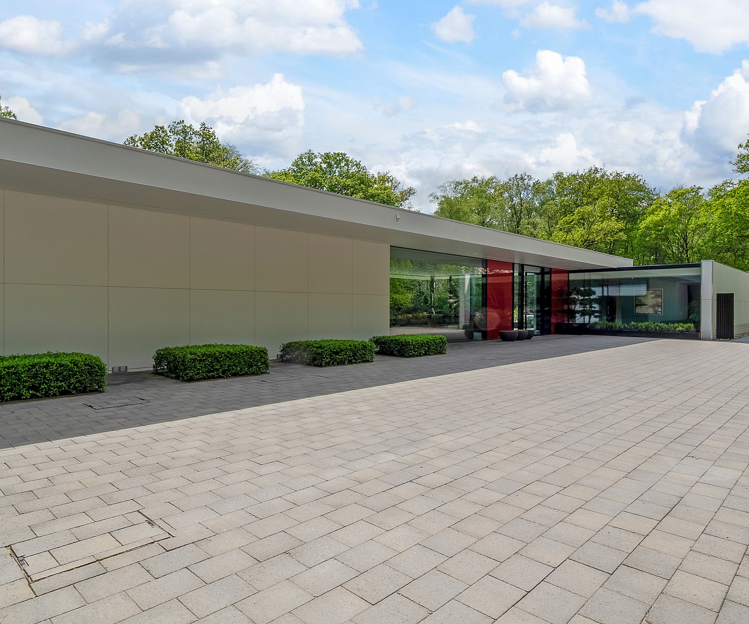 A large block paving driveway