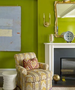 Sitting room with citron green walls