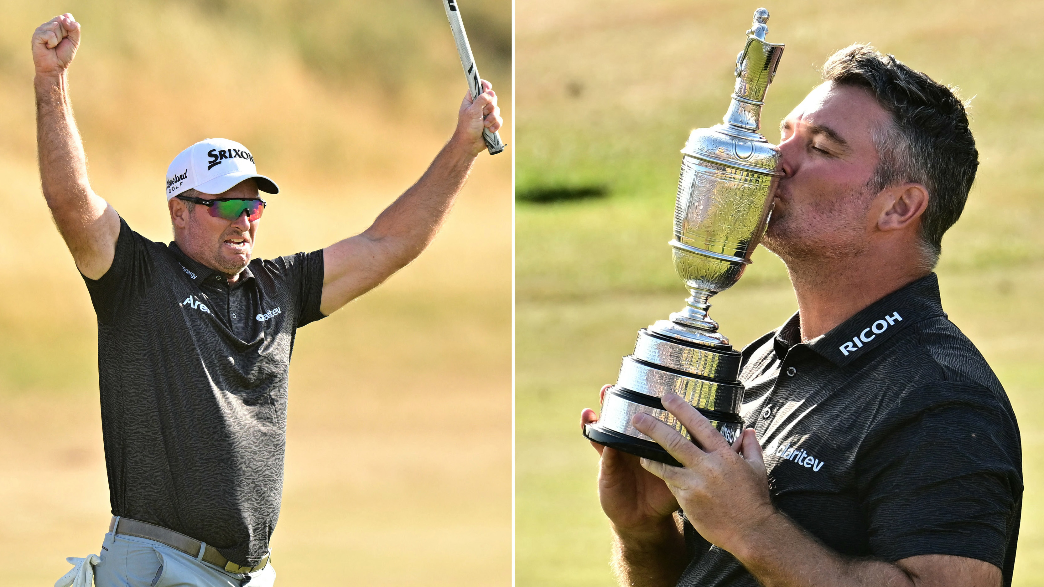 Ryan Fox celebrates winning The Open and kisses the Claret Jug