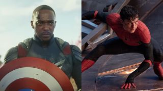 Anthony Mackie in Captain America: Brave New World, and Tom Holland in Spider-Man: No Way Home