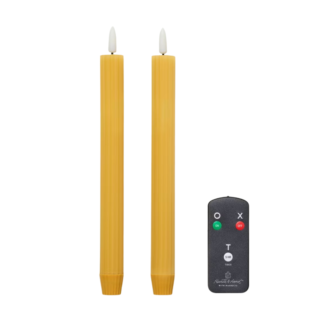 Set of 2 Honey Flameless Taper Candles - Hearth &amp;amp; Hand&amp;trade; With Magnolia