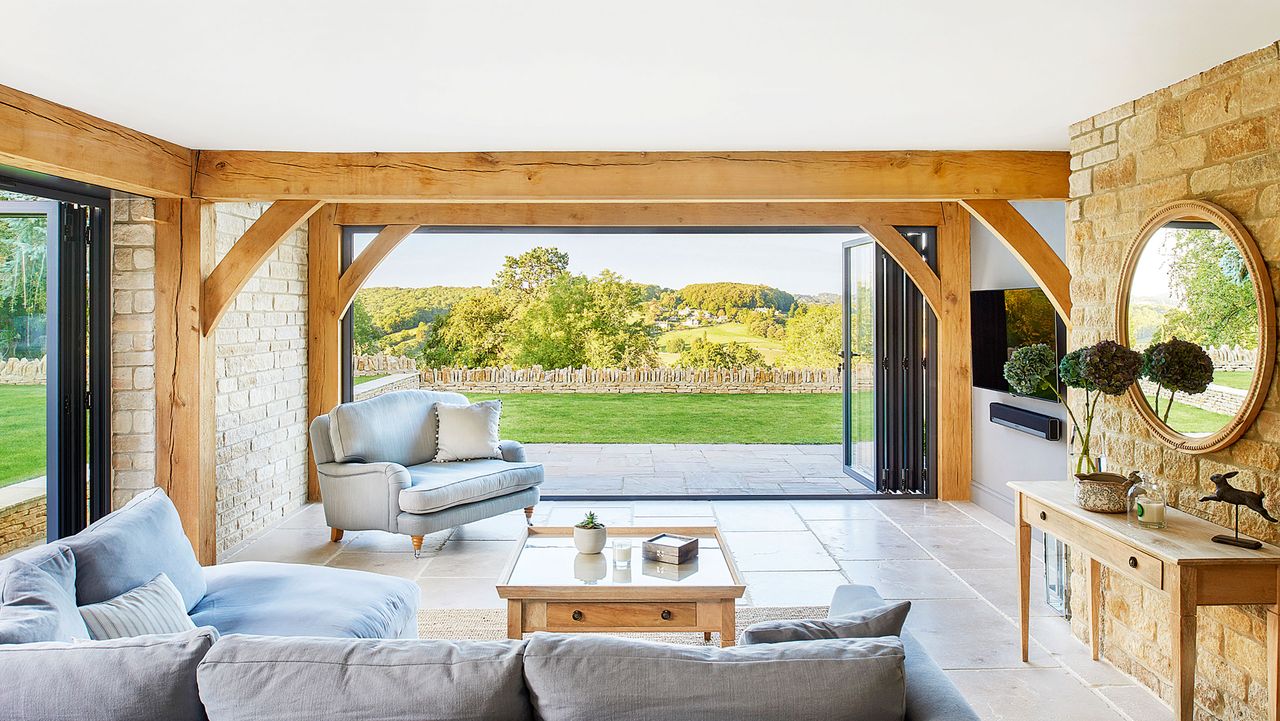 living rom extension with bifold doors