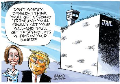 Political Cartoon U.S. Trump Pelosi jail