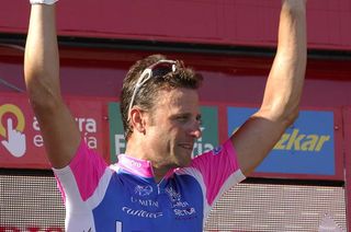Alessandro Petacchi on the podium after his first Vuelta stage win
