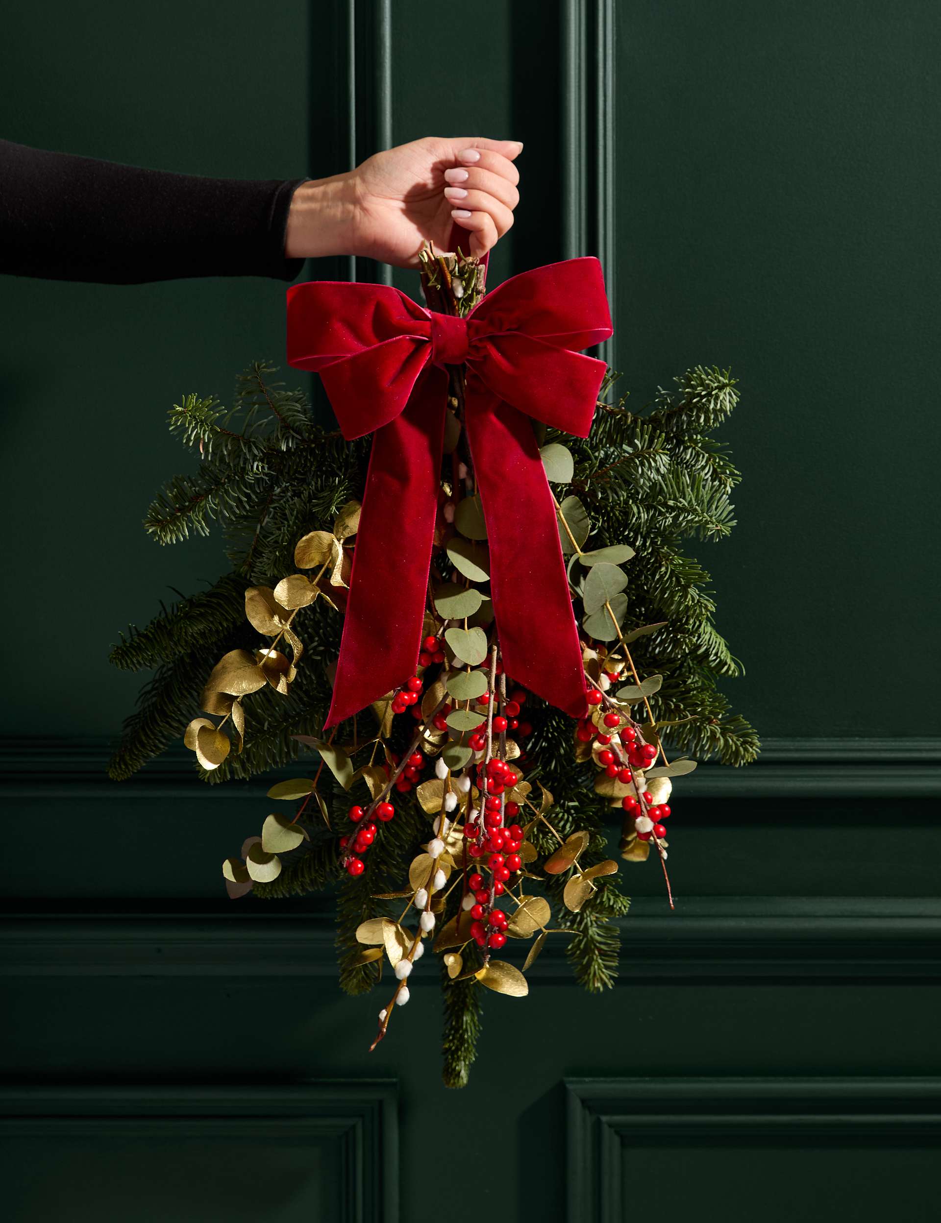 Festive Real Red Door Swag