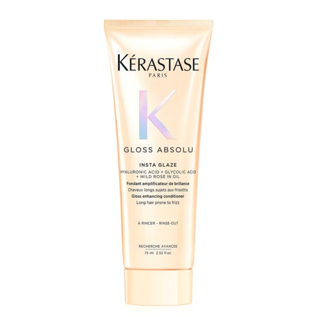 A product shot of the Kerastase Gloss Absolu Conditioner, on a white background