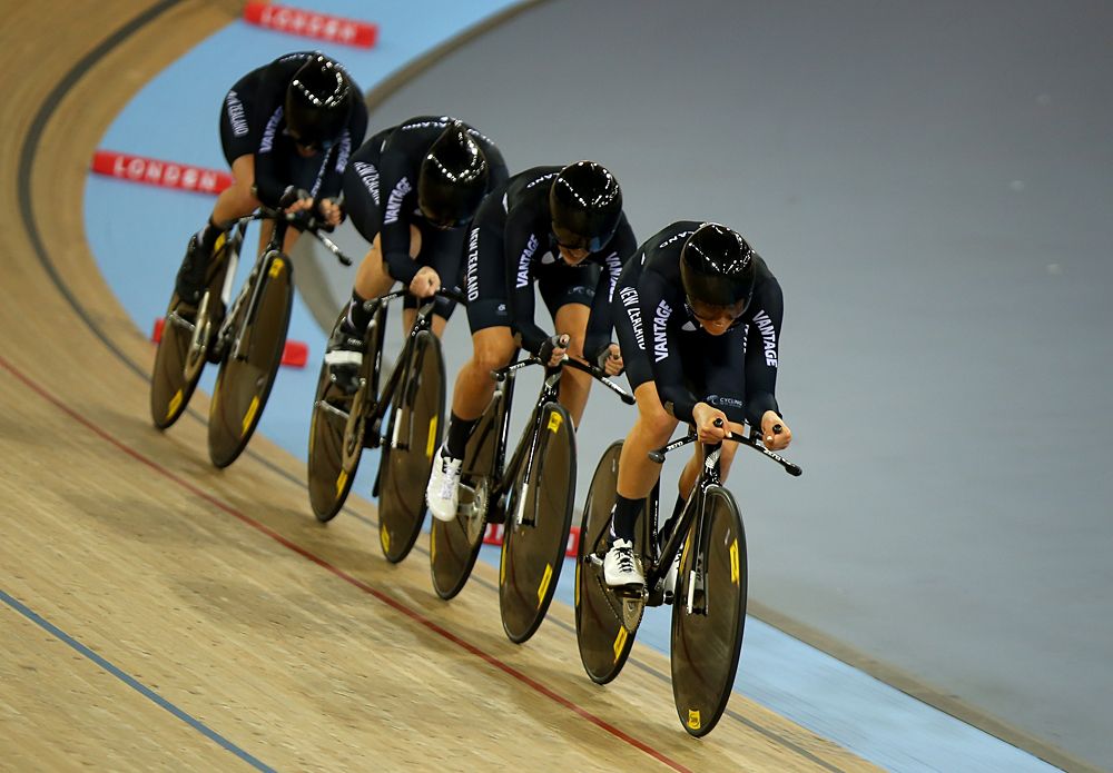 New Zealand in action during the Women's Team Pursuit