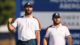 Jon Rahm and Tyrrell Hatton during the 2023 Ryder Cup