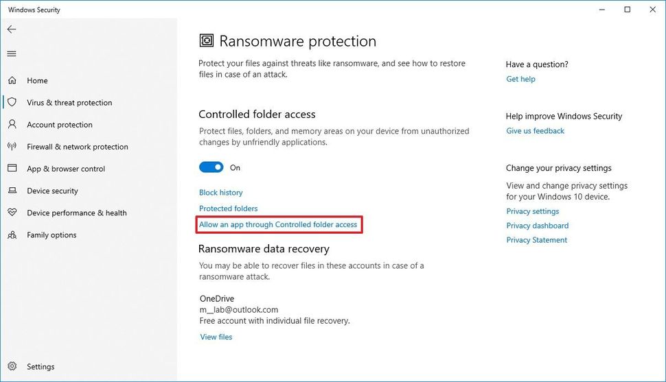 How to enable Controlled folder access to protect data from ransomware ...