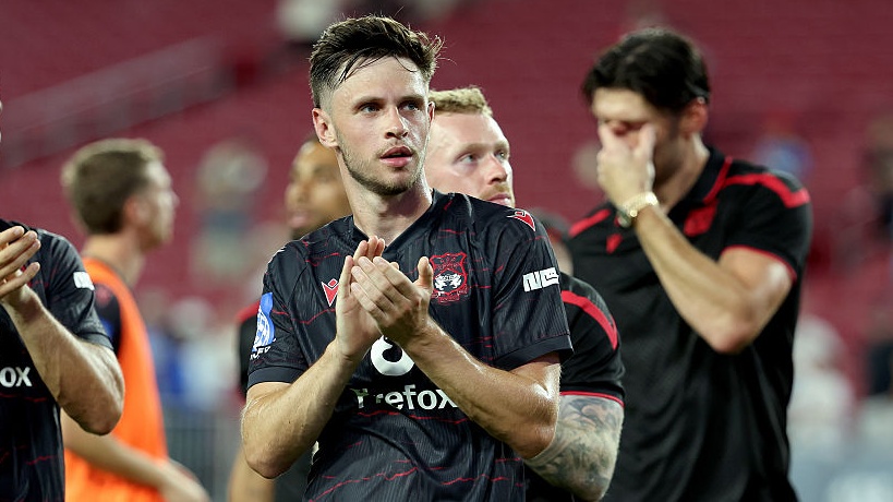 Wrexham AFC players greet supporters after the win over Leeds United after the pre-season friendly match between Wrexham AFC and Leeds United.