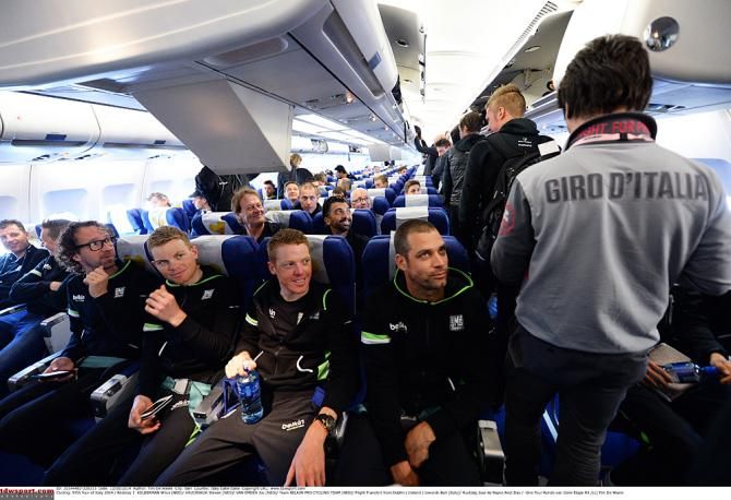 The Belkin team on the plane to Italy