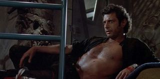 Jeff Goldblum in an open shirt in Jurassic Park