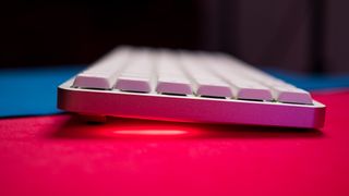 Side view of Lofree Flow keyboard with red lighting