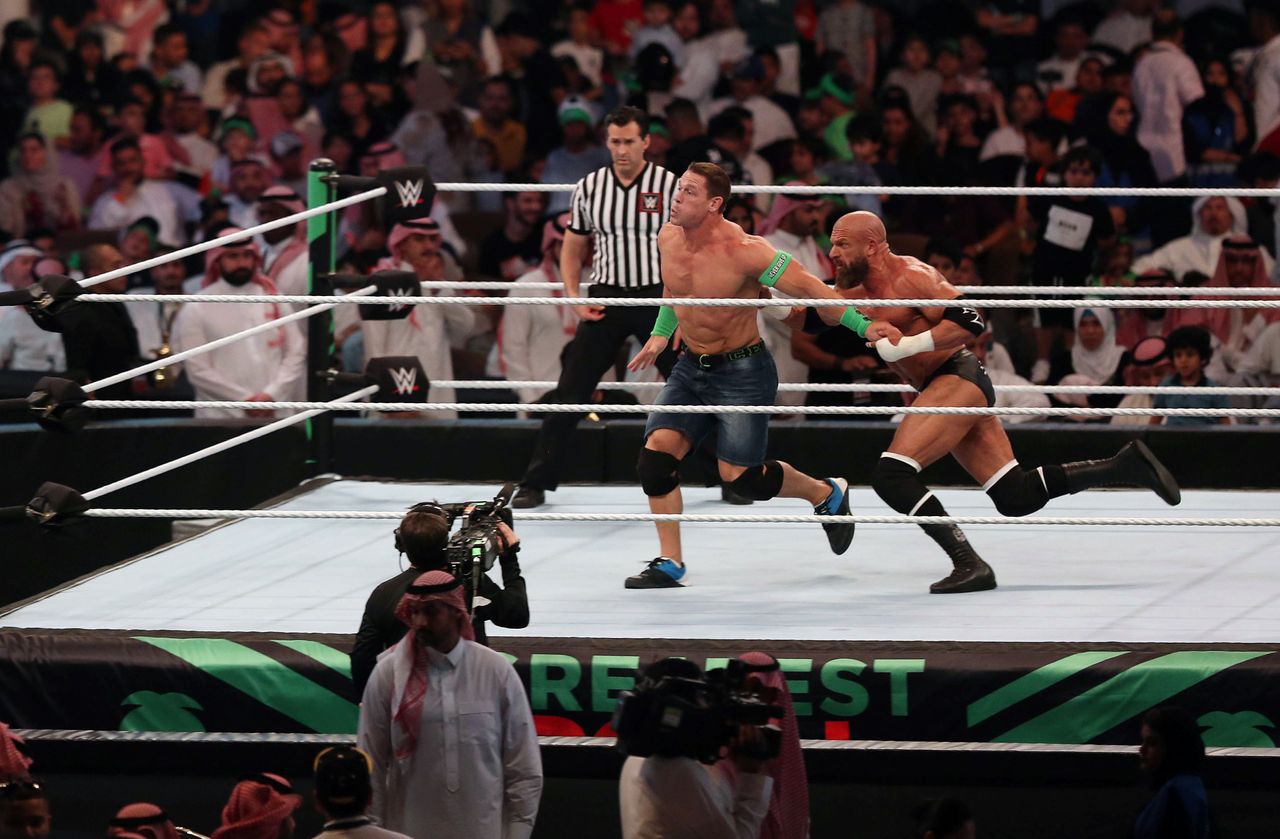 A WWE event in Saudi Arabia.