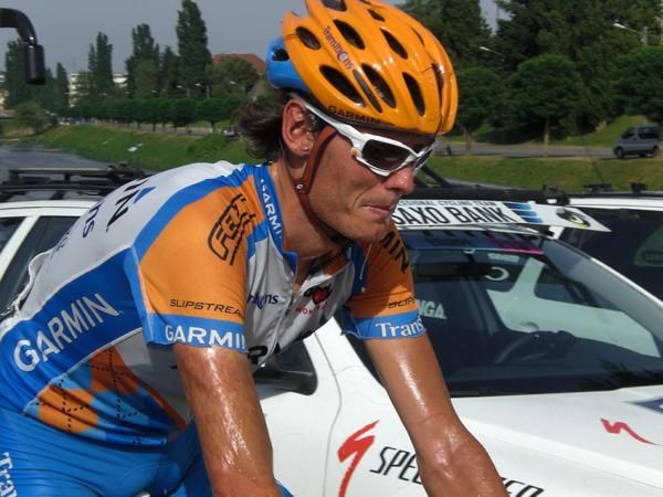 Done and dusted: A tired Van Summeren crosses the line