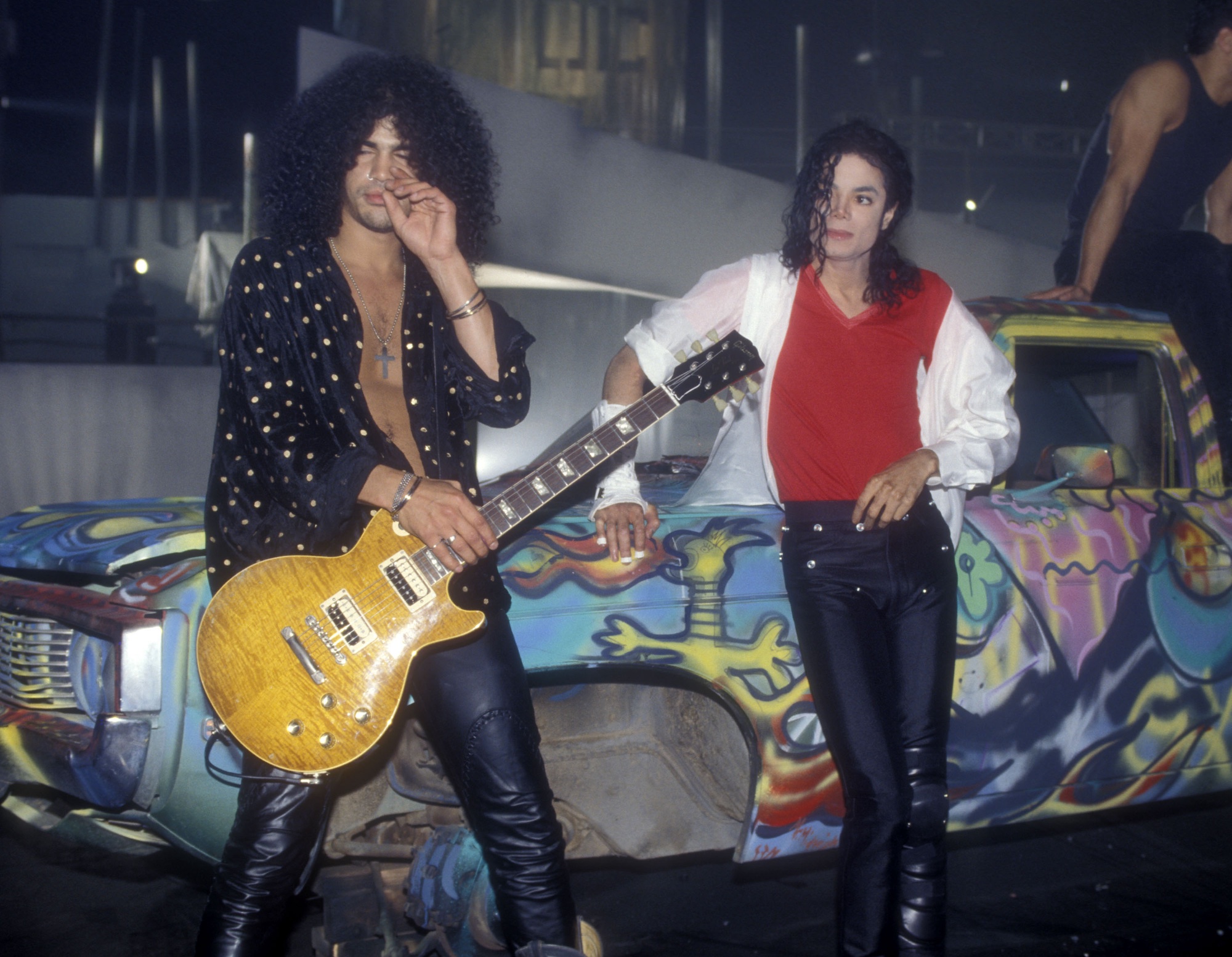 Slash (left) and Michael Jackson, pictured on November 15, 1991